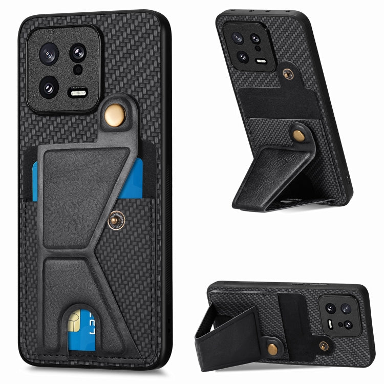 For Xiaomi 13 Carbon Fiber Wallet Flip Card Holder Phone Case