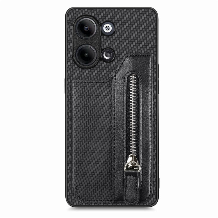 For OPPO Reno9 Carbon Fiber Flip Zipper Wallet Phone Case