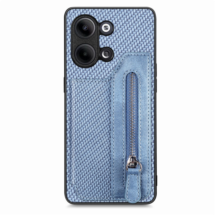 For OPPO Reno9 Carbon Fiber Flip Zipper Wallet Phone Case