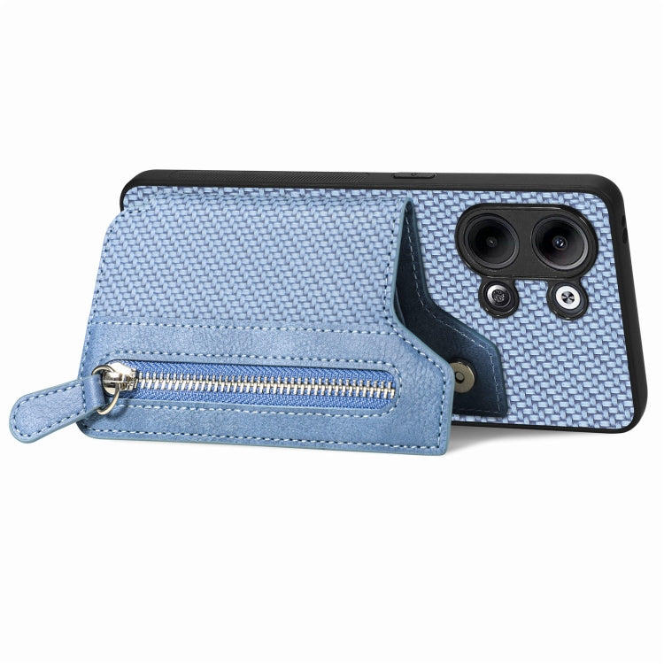 For OPPO Reno9 Carbon Fiber Flip Zipper Wallet Phone Case