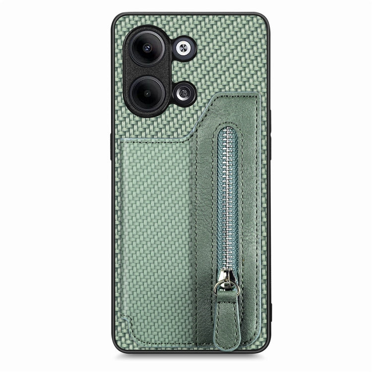 For OPPO Reno9 Carbon Fiber Flip Zipper Wallet Phone Case