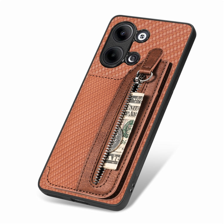 For OPPO Reno9 Carbon Fiber Flip Zipper Wallet Phone Case