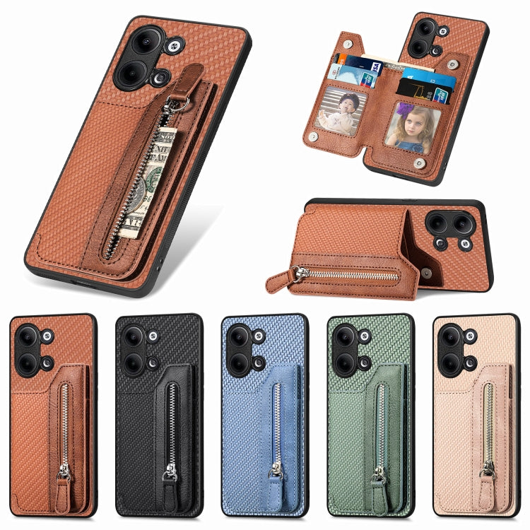 For OPPO Reno9 Carbon Fiber Flip Zipper Wallet Phone Case
