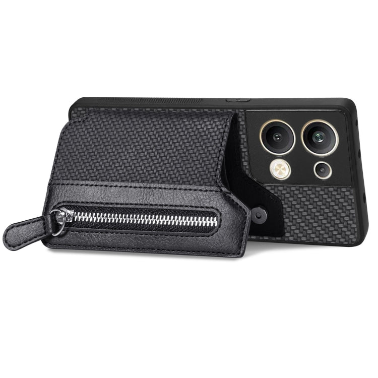 OPPO Reno9 Pro+ Carbon Fiber Flip Zipper Wallet Phone Case