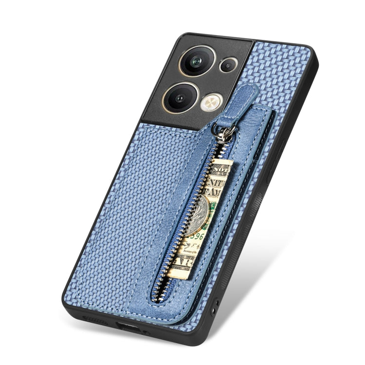OPPO Reno9 Pro+ Carbon Fiber Flip Zipper Wallet Phone Case