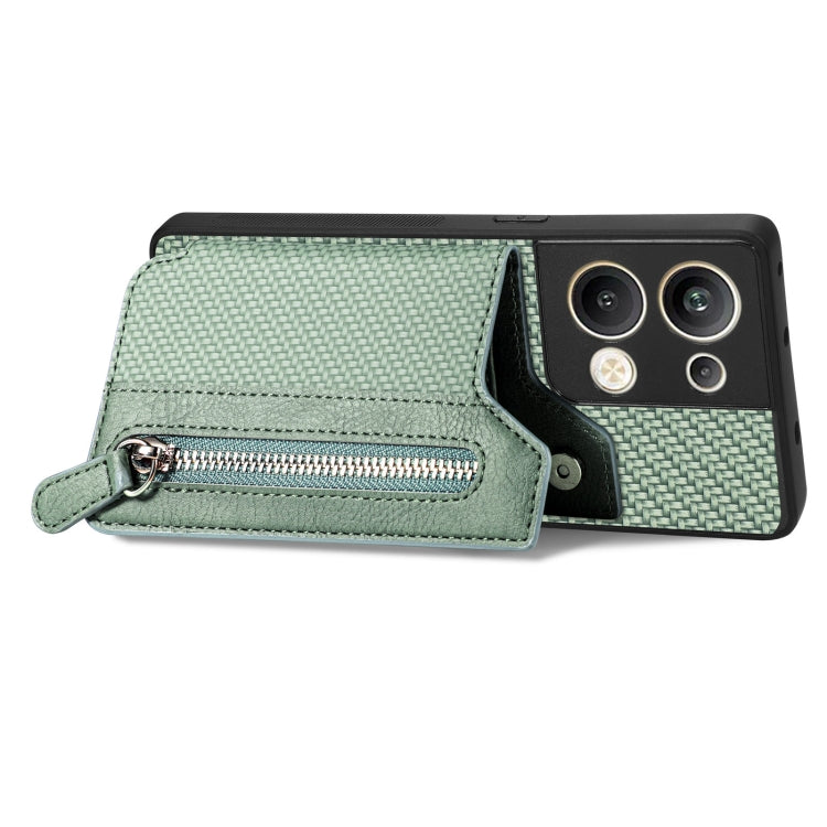 OPPO Reno9 Pro+ Carbon Fiber Flip Zipper Wallet Phone Case