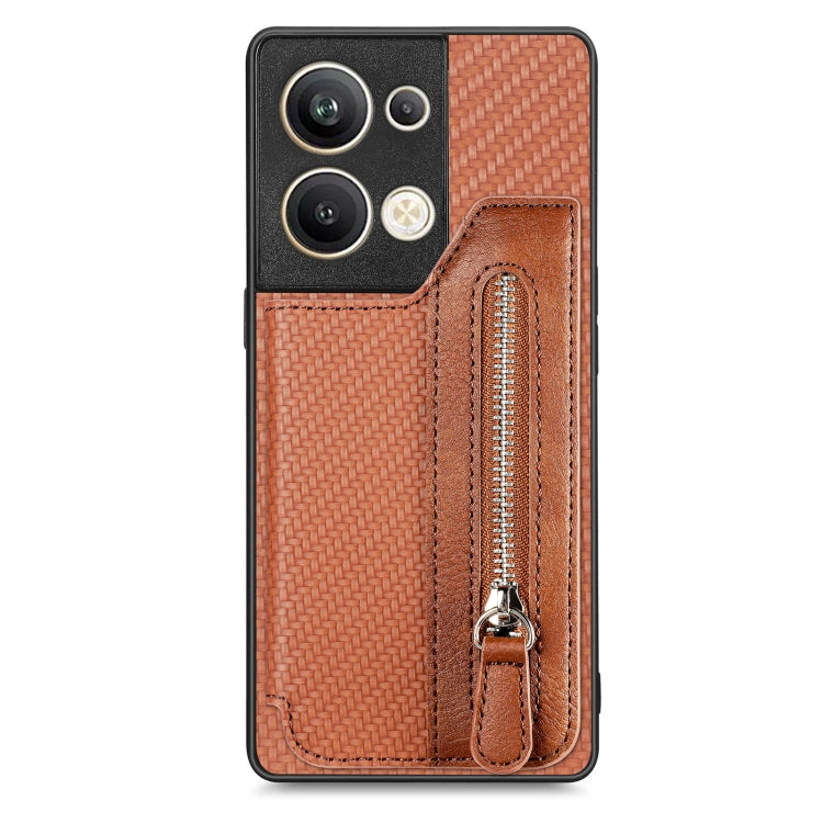OPPO Reno9 Pro+ Carbon Fiber Flip Zipper Wallet Phone Case