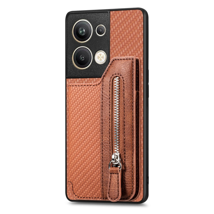 OPPO Reno9 Pro+ Carbon Fiber Flip Zipper Wallet Phone Case
