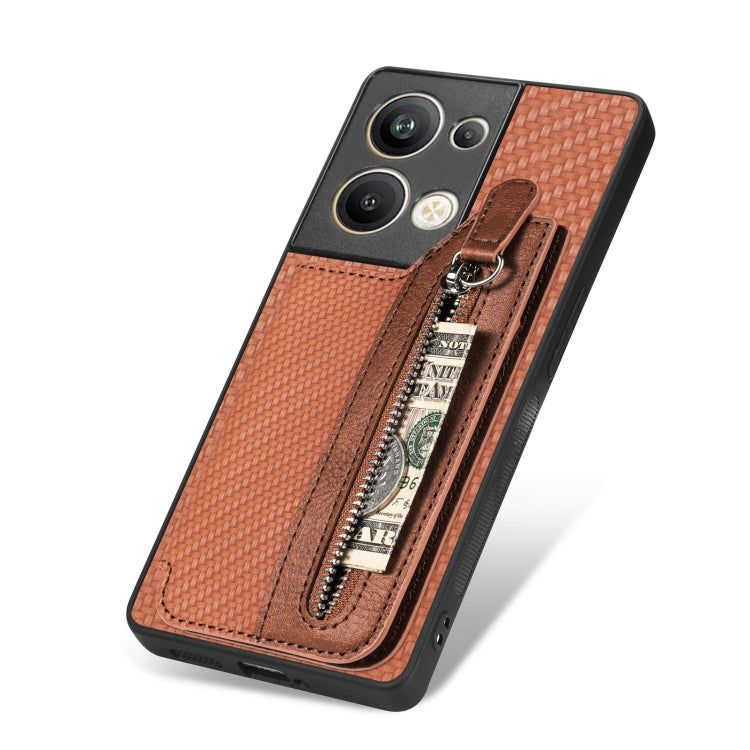 OPPO Reno9 Pro+ Carbon Fiber Flip Zipper Wallet Phone Case