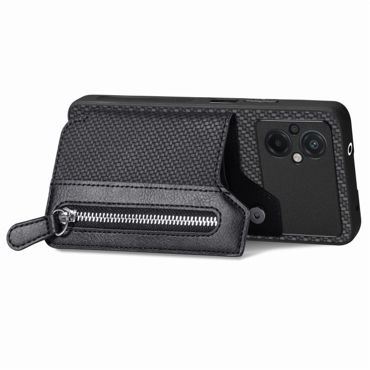 For Xiaomi Poco M5 4G Carbon Fiber Flip Zipper Wallet Phone Case