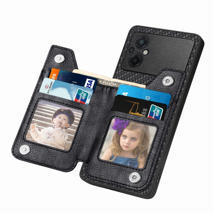 For Xiaomi Poco M5 4G Carbon Fiber Flip Zipper Wallet Phone Case