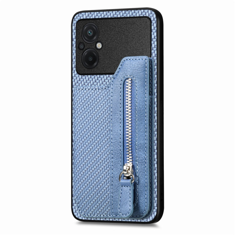 For Xiaomi Poco M5 4G Carbon Fiber Flip Zipper Wallet Phone Case
