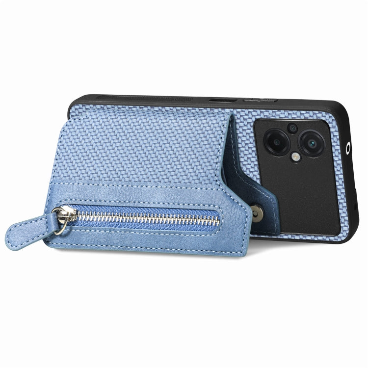 For Xiaomi Poco M5 4G Carbon Fiber Flip Zipper Wallet Phone Case