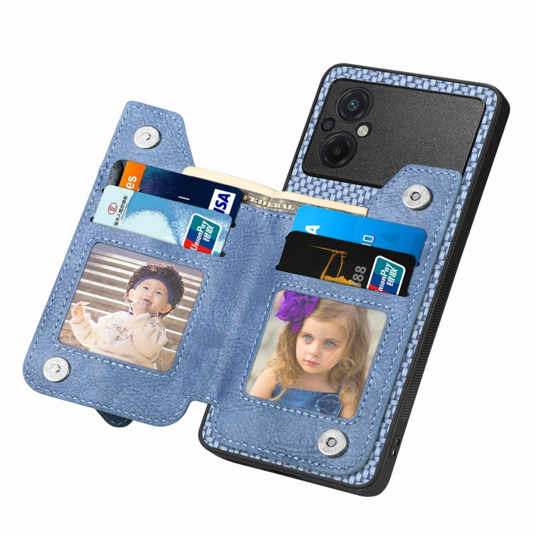 For Xiaomi Poco M5 4G Carbon Fiber Flip Zipper Wallet Phone Case