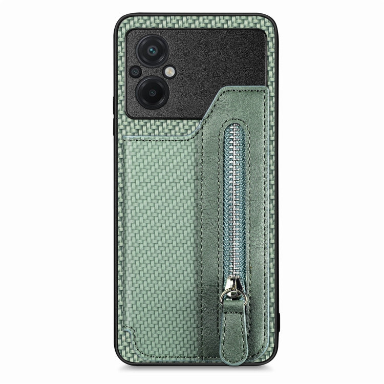 For Xiaomi Poco M5 4G Carbon Fiber Flip Zipper Wallet Phone Case