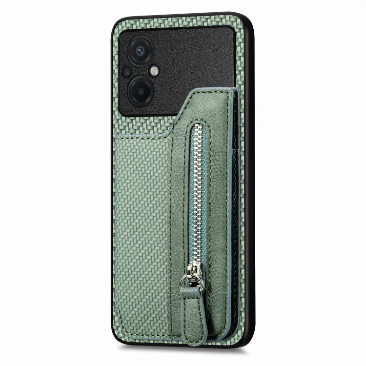 For Xiaomi Poco M5 4G Carbon Fiber Flip Zipper Wallet Phone Case