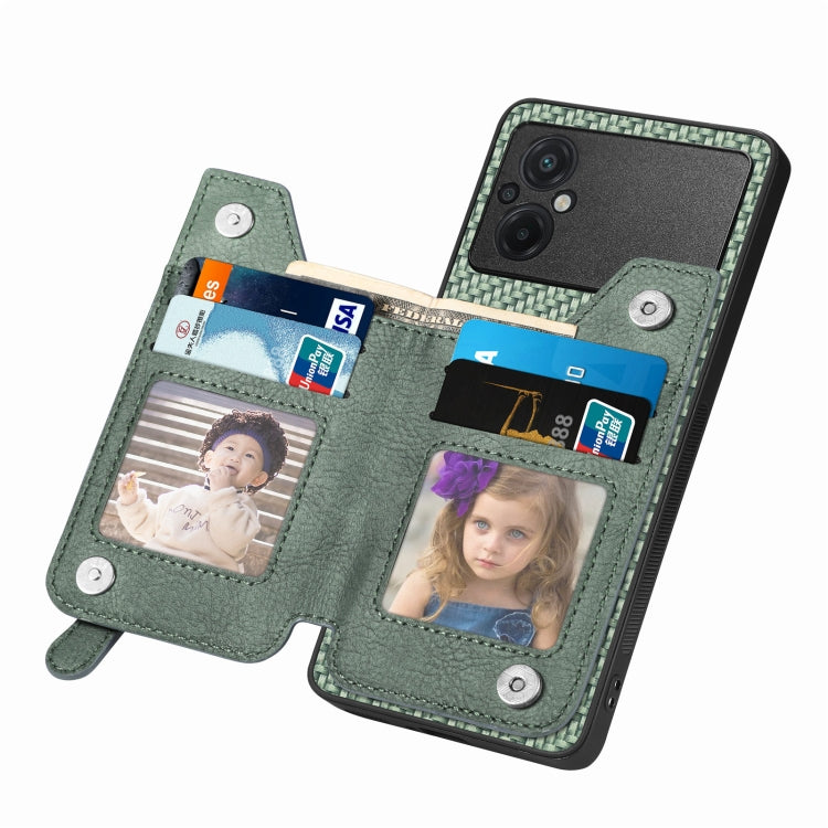 For Xiaomi Poco M5 4G Carbon Fiber Flip Zipper Wallet Phone Case