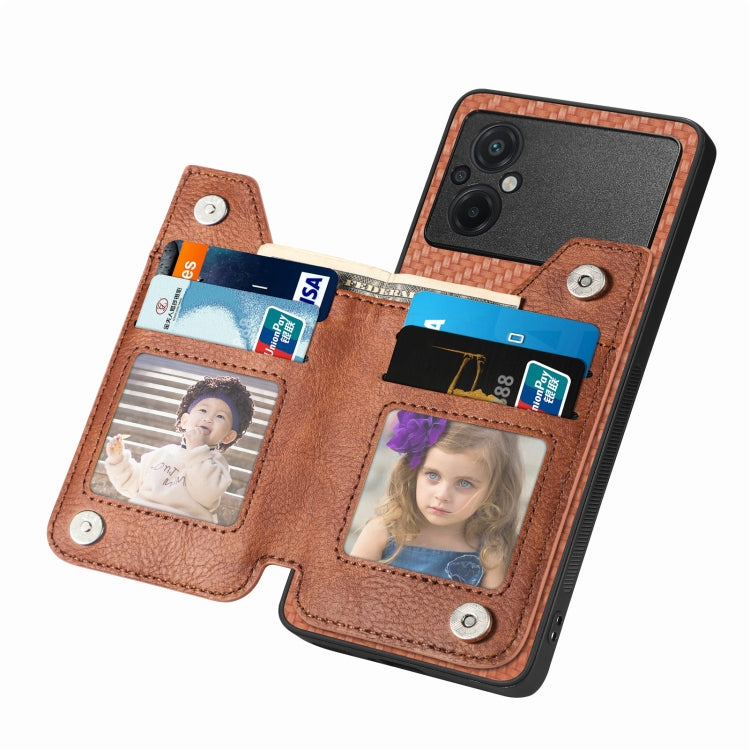 For Xiaomi Poco M5 4G Carbon Fiber Flip Zipper Wallet Phone Case