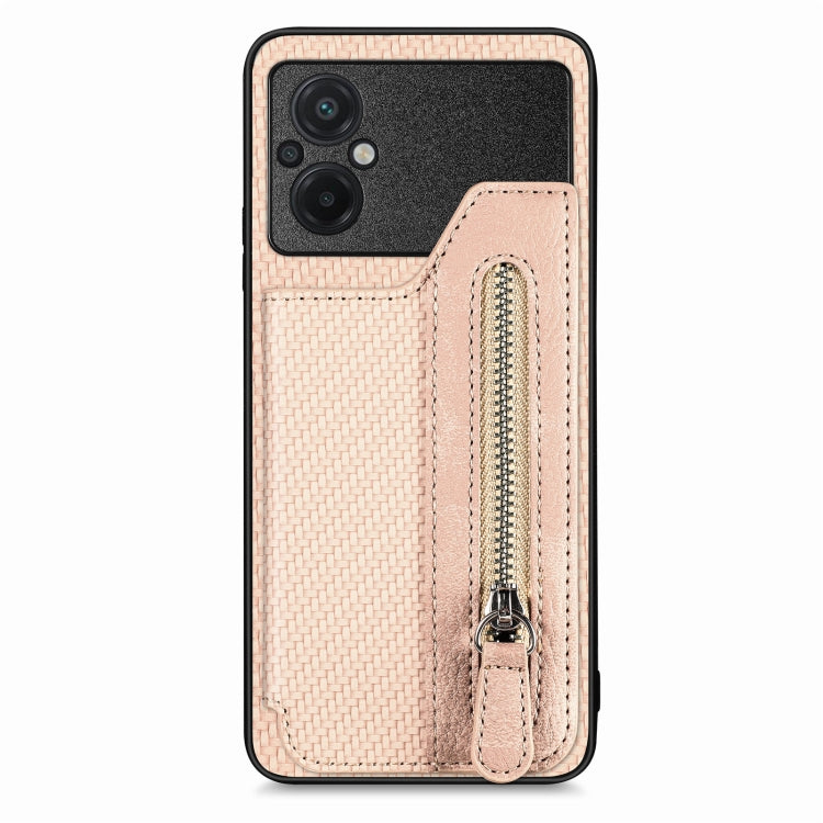 For Xiaomi Poco M5 4G Carbon Fiber Flip Zipper Wallet Phone Case