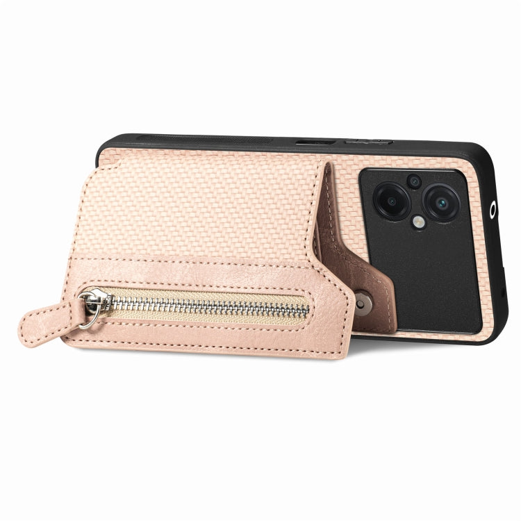 For Xiaomi Poco M5 4G Carbon Fiber Flip Zipper Wallet Phone Case