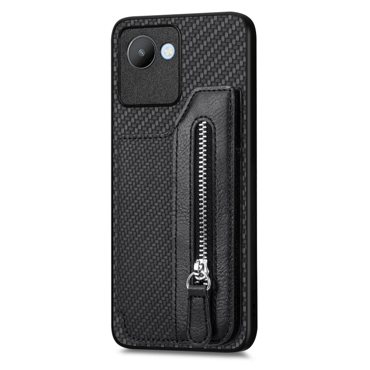 For Realme C30 Carbon Fiber Flip Zipper Wallet Phone Case