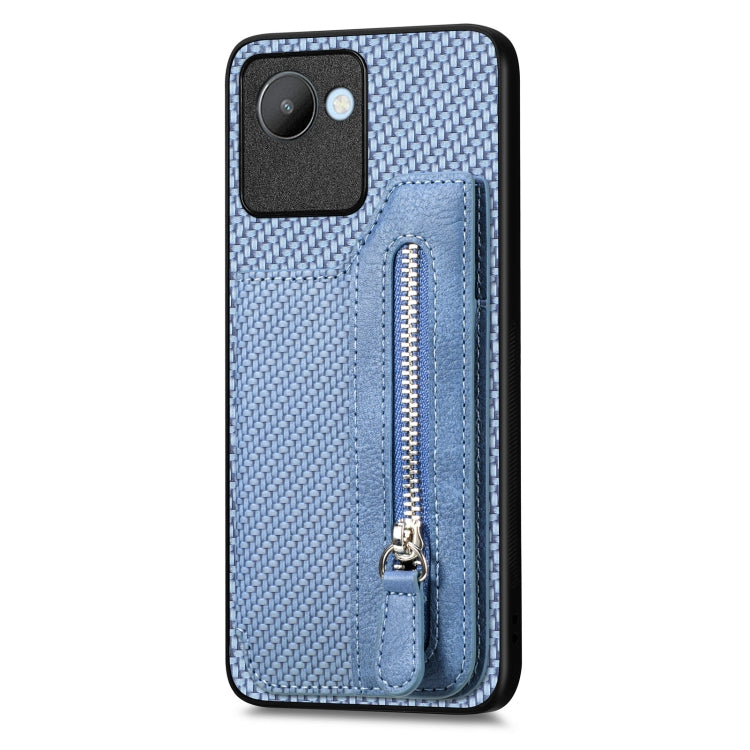 For Realme C30 Carbon Fiber Flip Zipper Wallet Phone Case