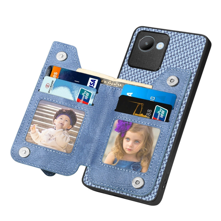 For Realme C30 Carbon Fiber Flip Zipper Wallet Phone Case