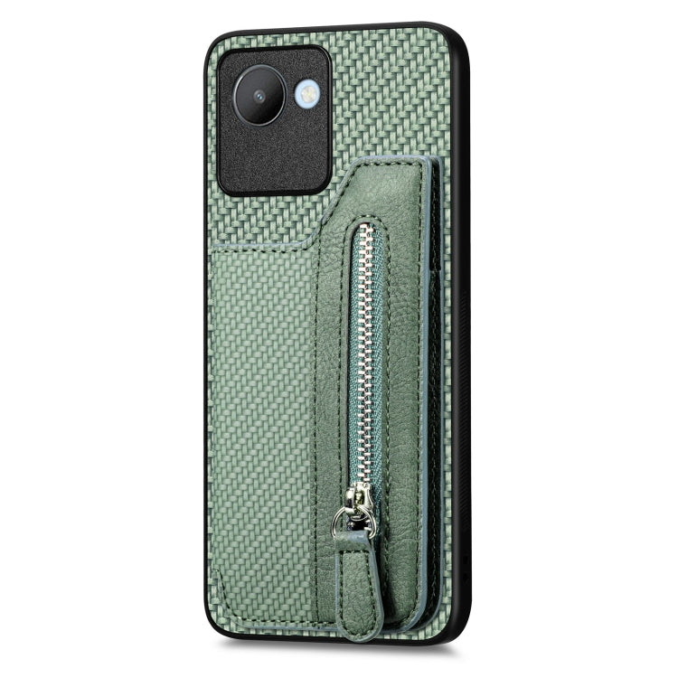 For Realme C30 Carbon Fiber Flip Zipper Wallet Phone Case