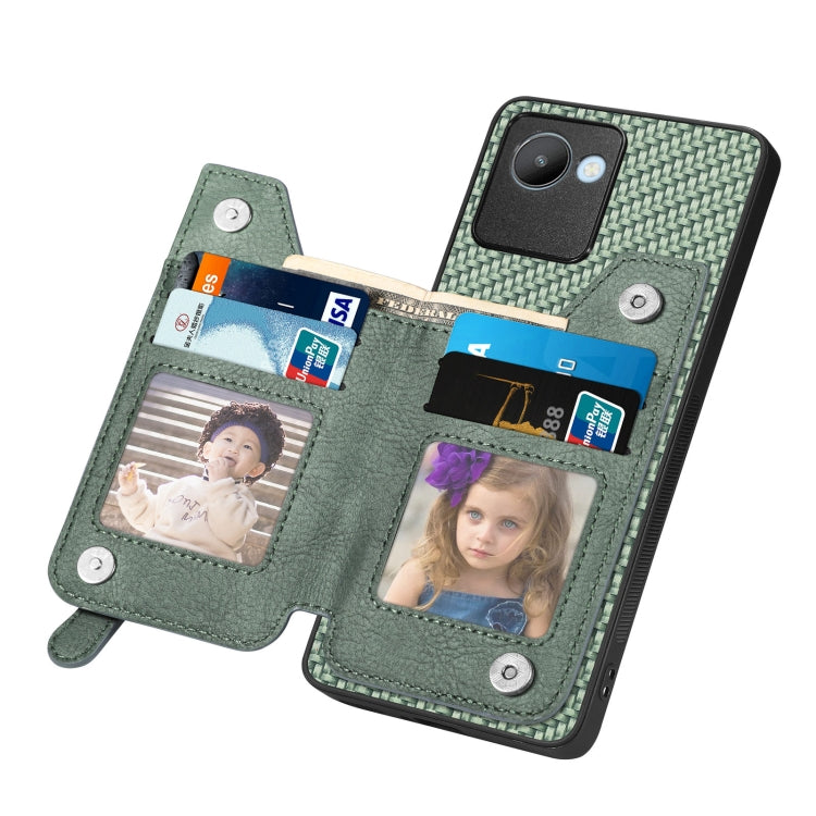 For Realme C30 Carbon Fiber Flip Zipper Wallet Phone Case