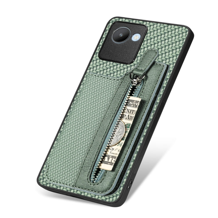 For Realme C30 Carbon Fiber Flip Zipper Wallet Phone Case