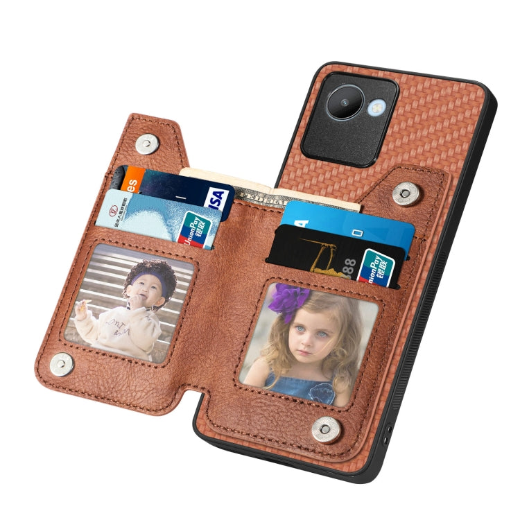 For Realme C30 Carbon Fiber Flip Zipper Wallet Phone Case