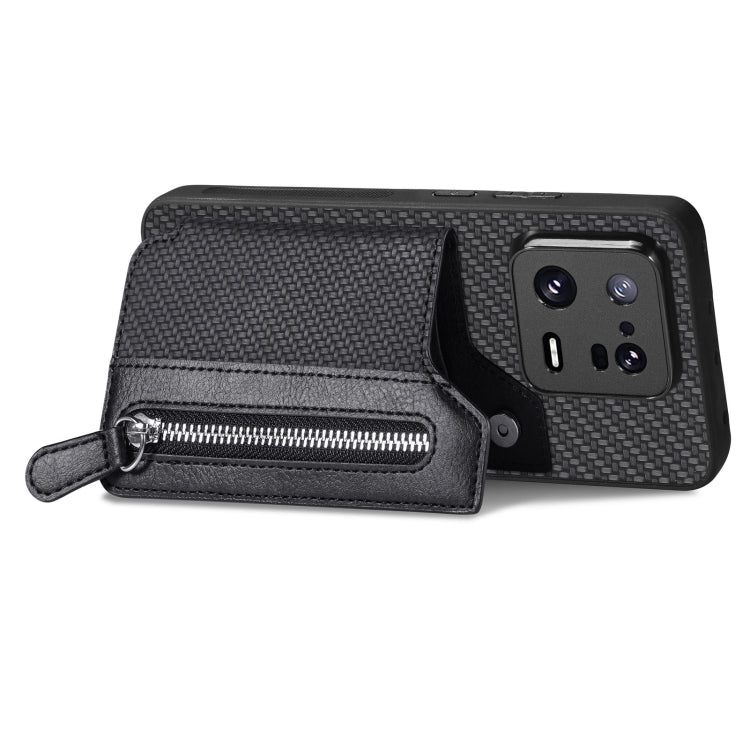 For Xiaomi 13 Pro Carbon Fiber Flip Zipper Wallet Phone Case