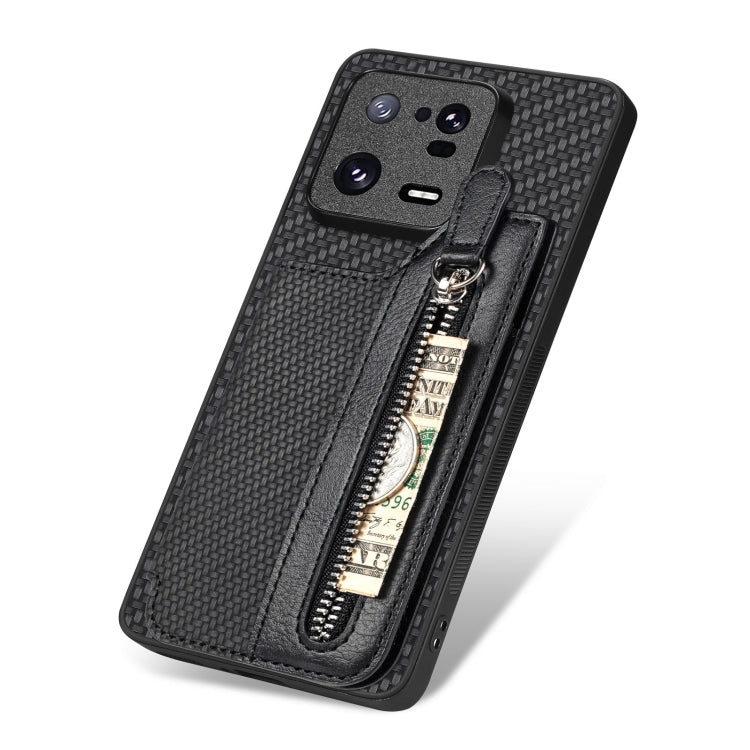 For Xiaomi 13 Pro Carbon Fiber Flip Zipper Wallet Phone Case