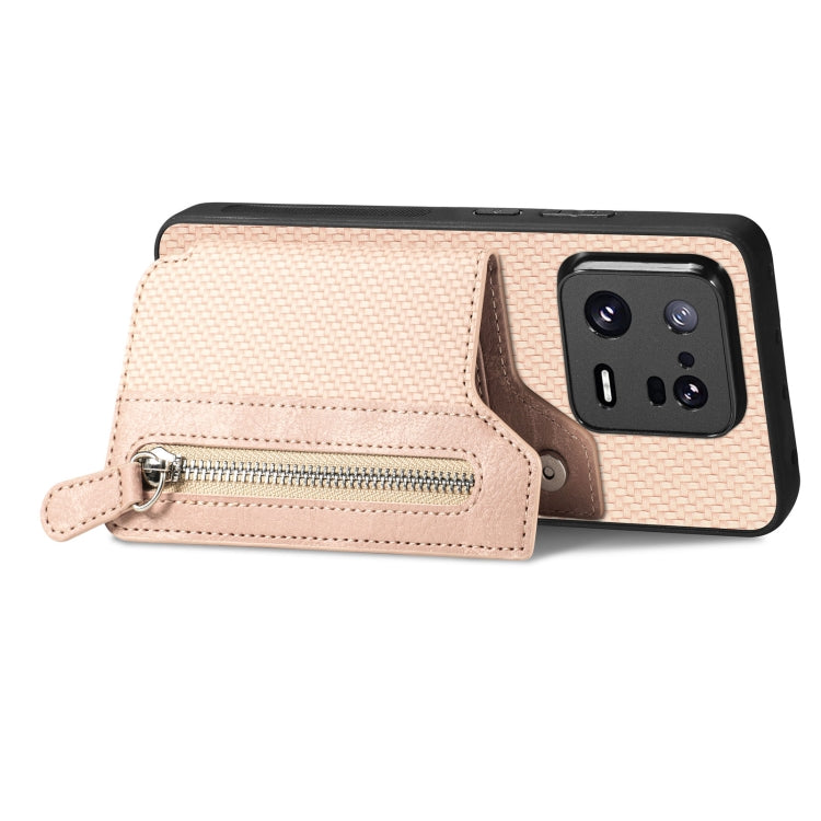 For Xiaomi 13 Pro Carbon Fiber Flip Zipper Wallet Phone Case