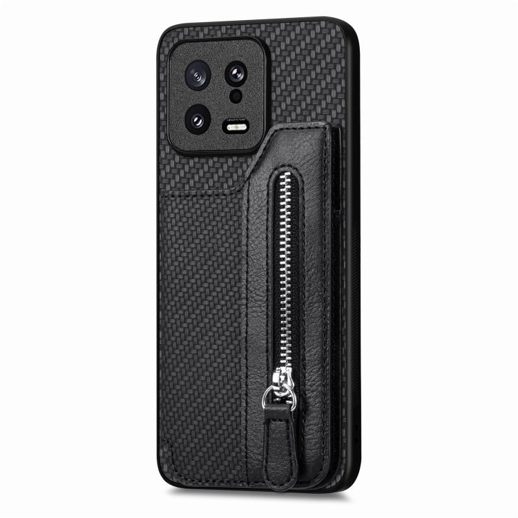 For Xiaomi 13 Carbon Fiber Flip Zipper Wallet Phone Case