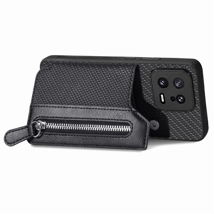 For Xiaomi 13 Carbon Fiber Flip Zipper Wallet Phone Case