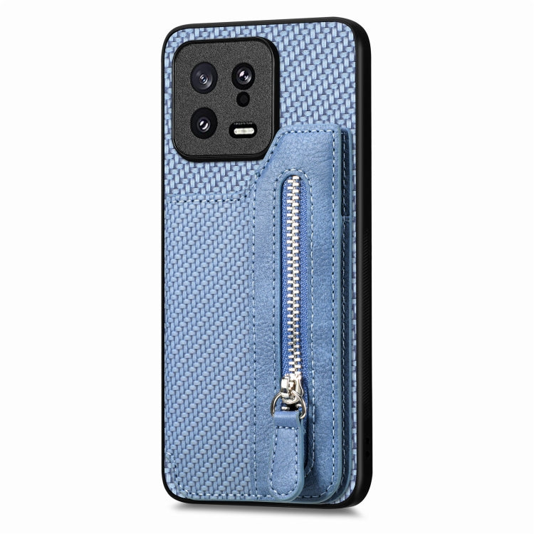 For Xiaomi 13 Carbon Fiber Flip Zipper Wallet Phone Case