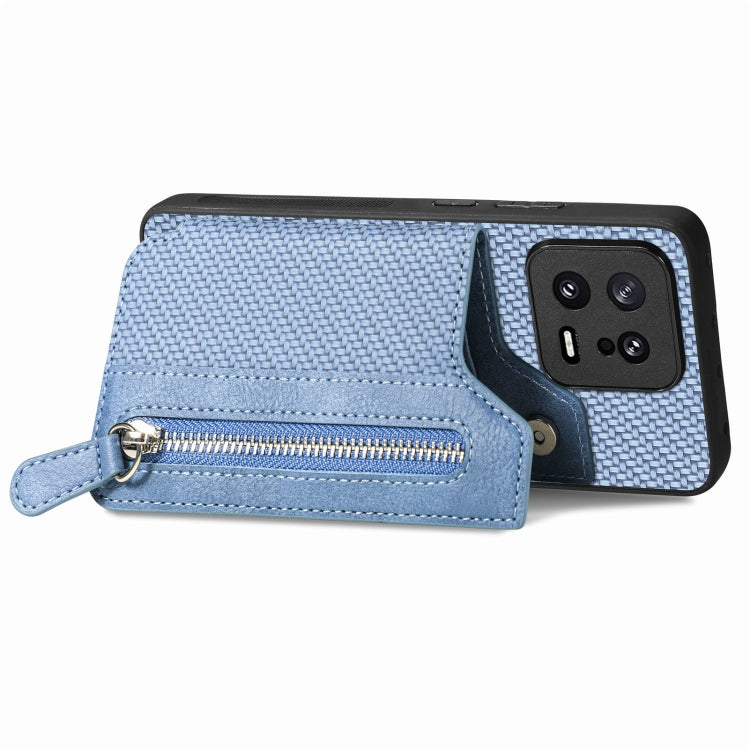 For Xiaomi 13 Carbon Fiber Flip Zipper Wallet Phone Case