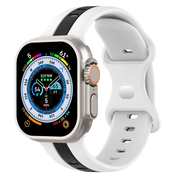 Butterfly Buckle Two-Color Silicone Watch Band For Apple Watch Ultra 49mm