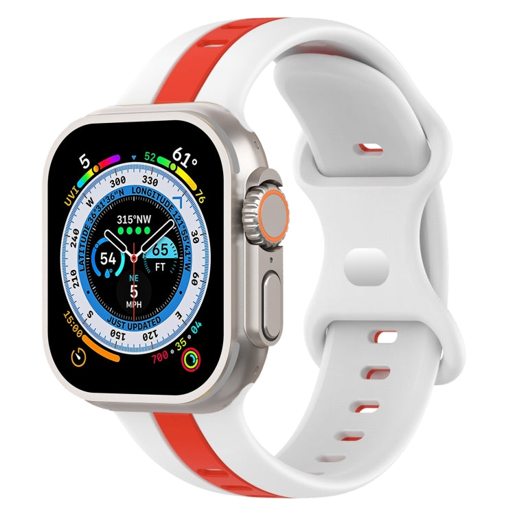 Butterfly Buckle Two-Color Silicone Watch Band For Apple Watch Ultra 49mm
