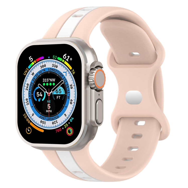 Butterfly Buckle Two-Color Silicone Watch Band For Apple Watch Ultra 49mm