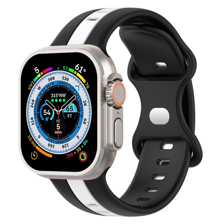 Butterfly Buckle Two-Color Silicone Watch Band For Apple Watch Ultra 49mm