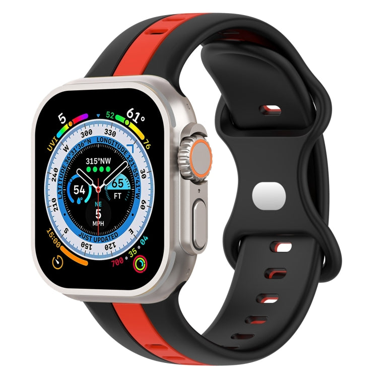 Butterfly Buckle Two-Color Silicone Watch Band For Apple Watch Ultra 49mm