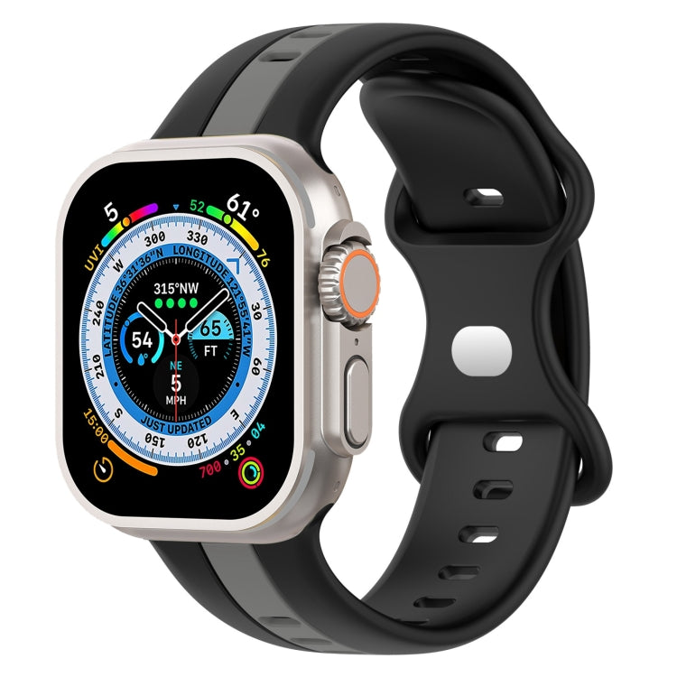 Butterfly Buckle Two-Color Silicone Watch Band For Apple Watch Ultra 49mm