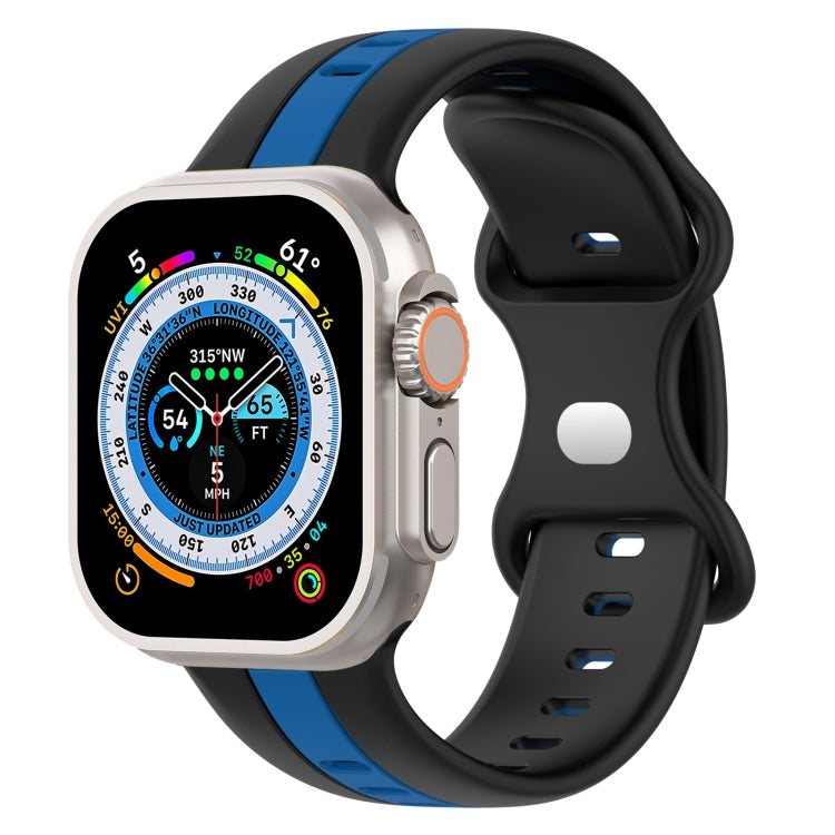 Butterfly Buckle Two-Color Silicone Watch Band For Apple Watch Ultra 49mm