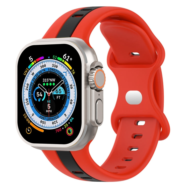 Butterfly Buckle Two-Color Silicone Watch Band For Apple Watch Ultra 49mm