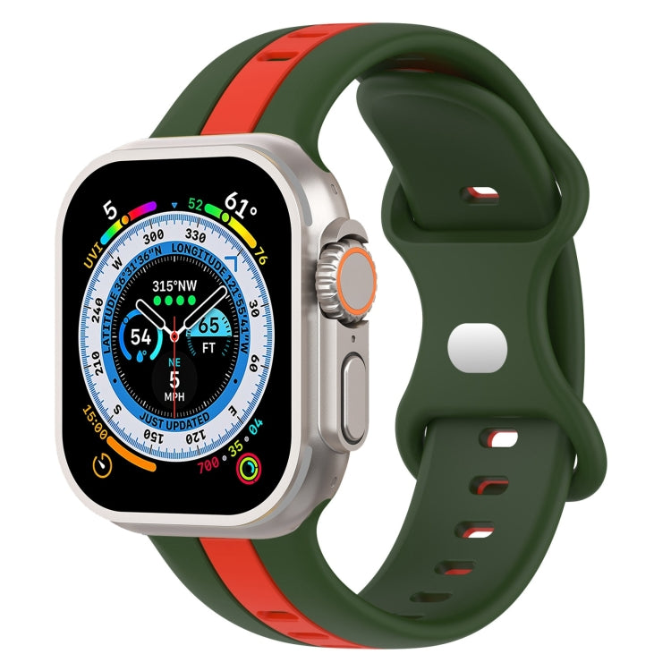 Butterfly Buckle Two-Color Silicone Watch Band For Apple Watch Ultra 49mm