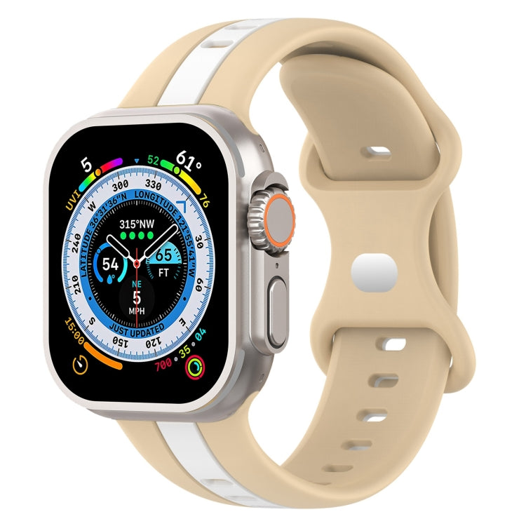 Butterfly Buckle Two-Color Silicone Watch Band For Apple Watch Ultra 49mm