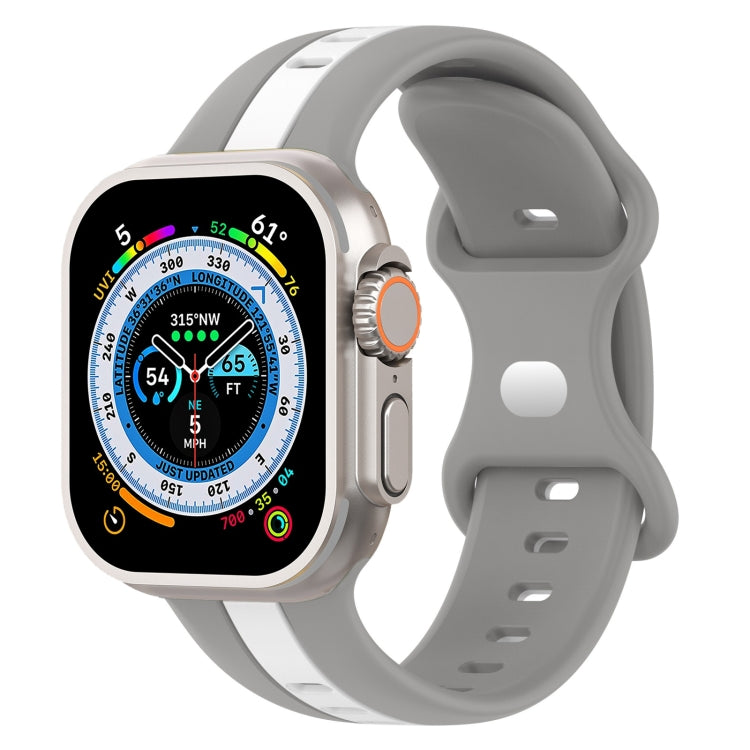 Butterfly Buckle Two-Color Silicone Watch Band For Apple Watch Ultra 49mm