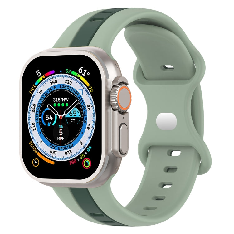 Butterfly Buckle Two-Color Silicone Watch Band For Apple Watch Ultra 49mm